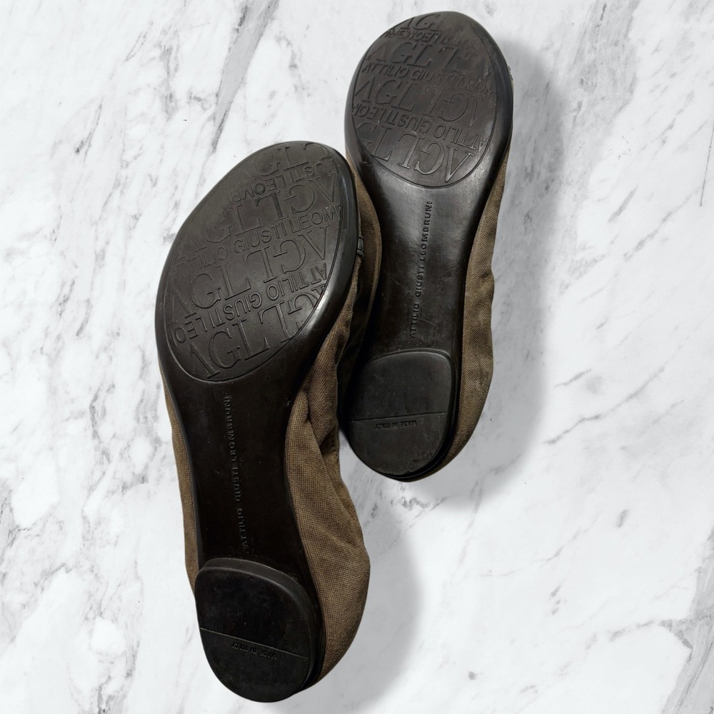 AGL Attilio Giusti Leombruni Cap Toe Chain Ballet Flats Brown Suede 37.5 - Picture 8 of 10